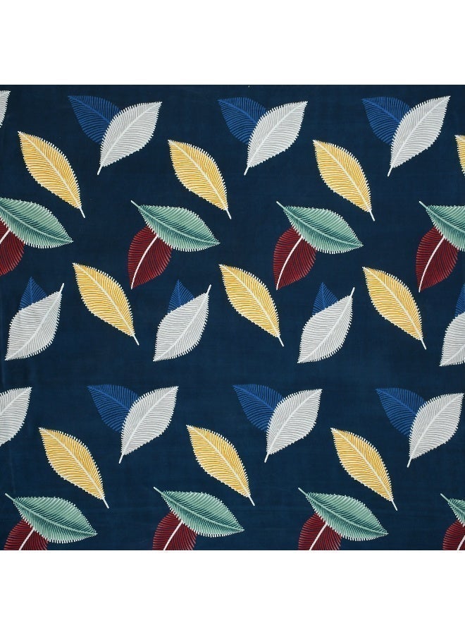 AURIO Premium Single Size Fitted Bedsheet with 1 Pillowcase – Modern Botanical Leaf Pattern on Navy Blue – Deep Pocket (90x200+25 cm) Soft, Breathable Microfiber Bedding for Kids & Guest Rooms - Image 2